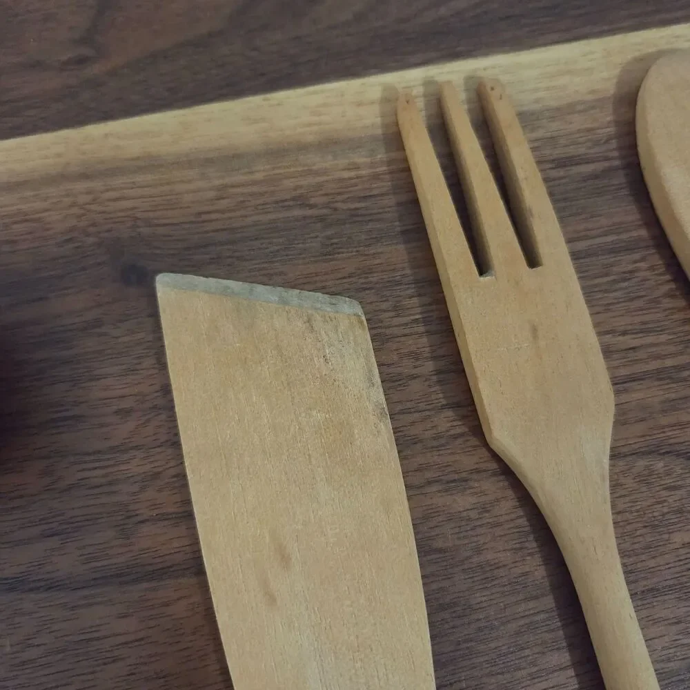 Vintage Wooden Spoon Utensil Lot of 4 Primitive Rustic Kitchen Decor Old Cooking